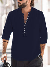 Load image into Gallery viewer, Men's Cotton Linen Wrinkle Casual Long Sleeve Shirt