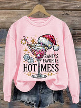 Load image into Gallery viewer, Women&#39;s Christmas Santa&#39;s Favorite Hot Mess Printed Crew Neck Sweatshirt