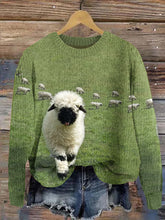 Load image into Gallery viewer, Greetings From The Stray Sheep Graphic Crew Neck Cozy Knit Sweater