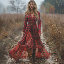 Load image into Gallery viewer, Women's Vintage V-neck Bohemian Pastoral Style Long-sleeve Maxi Long Dress