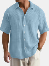 Load image into Gallery viewer, Men's Casual Summer 100% Cotton Solid Color Short Sleeve Shirt