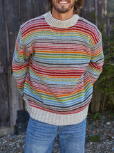 Load image into Gallery viewer, Vintage Rainbow Stripe Knit Jacquard Crew Neck Sweater