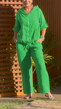 Load image into Gallery viewer, Casual Hooded Zipper Cotton and Linen Two-piece Suit