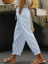 Load image into Gallery viewer, Classy Floral Lace Embroidered Linen Blend Cropped Pants