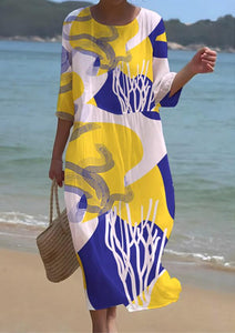 Women's Art Floral Pattern Seaside Resort Dress