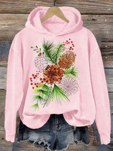 Load image into Gallery viewer, Women's Christmas Pine Nut Print Hooded Sweatshirt