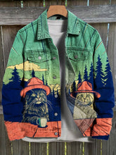 Load image into Gallery viewer, Vintage Cats Chilling In Nature with Coffee Wall Print Casual Shirt Jacket