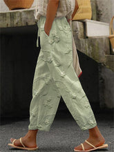 Load image into Gallery viewer, Floral Lace Embroidered Linen Blend Casual Pants