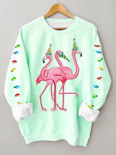 Load image into Gallery viewer, Women&#39;s Merry Christmas Flamingo Fun Print Casual Sweatshirt