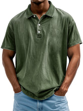 Load image into Gallery viewer, Men's Vintage Washed And Distressed Pure Cotton Lapel Short-sleeved Polo Shirt