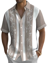 Load image into Gallery viewer, Men's Hawaiian Bamboo Print Pocket Short Sleeve Shirt