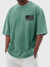 Load image into Gallery viewer, Men's Washed Vintage American Flag Print Short Sleeve T-Shirt