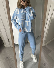Load image into Gallery viewer, Hooded sports letter knitted two-piece set