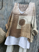 Load image into Gallery viewer, Japanese Sashiko Art Geometric Patchwork Linen Blend Tunic