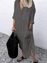 Load image into Gallery viewer, Women&#39;s Casual Pure Color Cotton Shirt Dress
