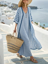 Load image into Gallery viewer, Women's Vacation V-Neck Vest Dress and Striped Cardigan Set