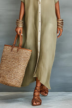 Load image into Gallery viewer, Women's Minimalist Linen Blend Short-sleeved Shirt Maxi Dress