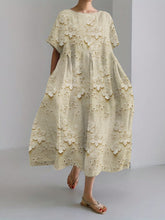 Load image into Gallery viewer, 3D Floral Lace Embroidered Linen Blend Maxi Dress