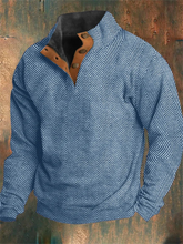 Load image into Gallery viewer, Men's Western Vintage Herringbone Print Design Stand Collar Button-Down Sweatshirt