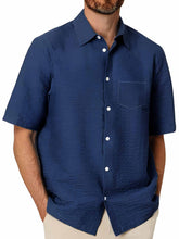 Load image into Gallery viewer, Hawaiian Men's Pleated Fabric Pocket Short Sleeve Shirt