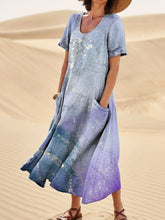 Load image into Gallery viewer, Women's Vintage Marble Texture Linen Pocket Dress
