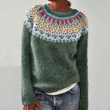 Load image into Gallery viewer, Vintage Tribal Floral Icelandic Knit Pullover Sweater