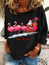 Load image into Gallery viewer, Women&#39;s Christmas Flamingo Print Casual Sweatshirt