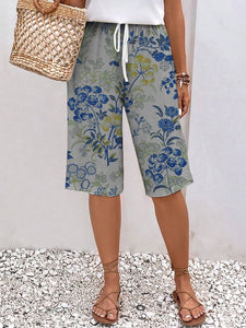 Women's Floral Design Print Lace-Up With Elastic Waist Loose Casual Pants