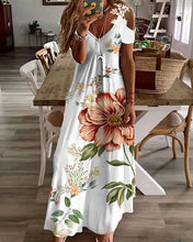 Load image into Gallery viewer, Casual Lace V-neck Floral Loose Dress