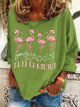 Load image into Gallery viewer, Women's Christmas Flamingo Print Casual Sweatshirt