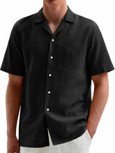 Load image into Gallery viewer, Men's Hawaiian Casual Pleated Fabric Short Sleeve Pocket Shirt