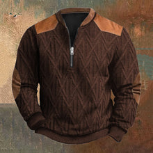 Load image into Gallery viewer, Men&#39;s Vintage Geometric Jacquard Stitching Knit Zip-Up Sweatshirt