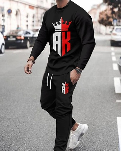 Men's Casual Printed Long Sleeve Sports Set 036