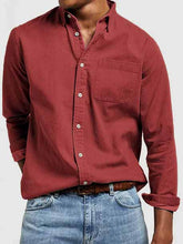 Load image into Gallery viewer, Men's Vintage Washed 100% Cotton Long Sleeve Pocket Shirt