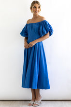 Load image into Gallery viewer, Everyday Orange Off The Shoulder Puff Sleeve Midi Dress
