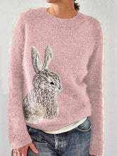 Load image into Gallery viewer, Cute Bunny Embroidery Art Cozy Knit Sweater
