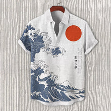 Load image into Gallery viewer, Men's Wave Japanese Art Print Short Sleeve Shirt