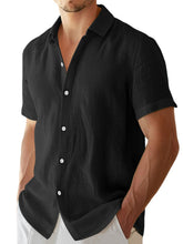 Load image into Gallery viewer, Men's summer solid color imitation linen casual and comfortable short-sleeved shirt