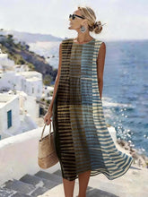 Load image into Gallery viewer, Women'S Round Neck Sleeveless Color-Block Printed Dress