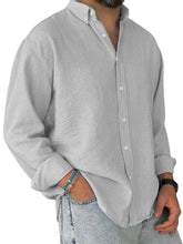 Load image into Gallery viewer, Men's Casual Simple Cotton Lapel Long-Sleeved Shirt