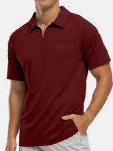 Load image into Gallery viewer, Men's Everyday Casual Raglan Sleeve Zipper Short Sleeve POLO Shirt