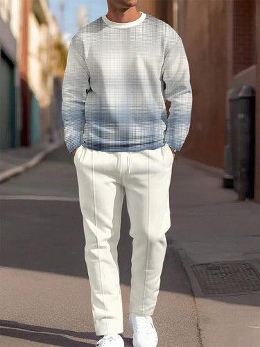 Men's Colorblock Round Neck Casual Sports Set 057