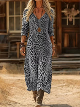 Load image into Gallery viewer, Women'S Casual V-Neck Color-Block Printed Long-Sleeved Dress