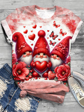 Load image into Gallery viewer, Love Heart Gnomes Crew Neck T-shirt