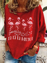 Load image into Gallery viewer, Women's Christmas Flamingo Print Casual Sweatshirt