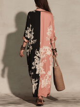 Load image into Gallery viewer, Effortless Boho Two-Tone Floral Slit Maxi Dress