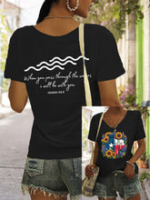 Load image into Gallery viewer, 🙏💔praying For Texas.🙏women's Texas Strong When You Pass Through The Waters I Will Be With You Isaiah 43_2 Print V Neck Casual T-shirt