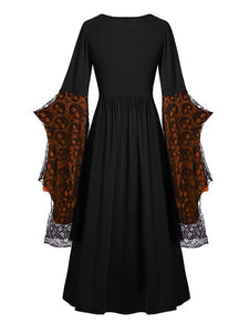 Halloween Skull Lace Tie Irregular Dress