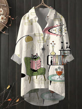 Load image into Gallery viewer, Women&#39;s Cosmic Cat Long Shirt Dress.