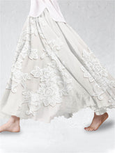 Load image into Gallery viewer, Vintage Floral Lace Embroidered Linen Blend Flowy Skirt